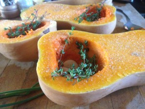 butternut halves with thyme