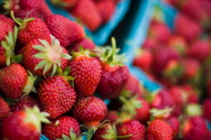 red juicy strawberries fruit