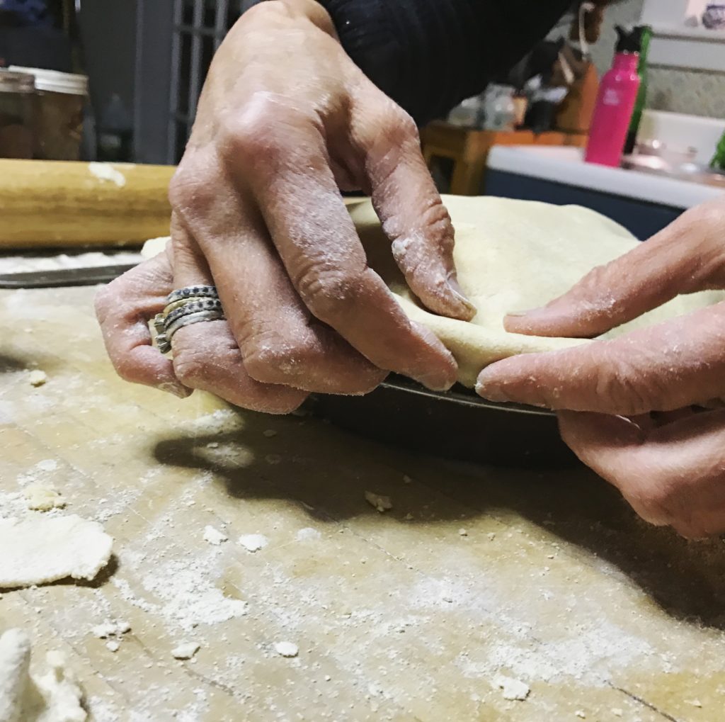 folding pie crust under for edges